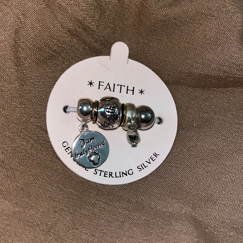 Sterling Silver Faith Charm Beads - Picture 3 of 5